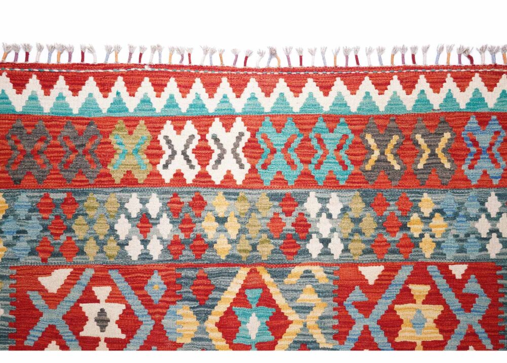 Kayseri Kilim Handwoven with Wool 10x6.5 ft Geometric Rainbow - Rugs Turkey