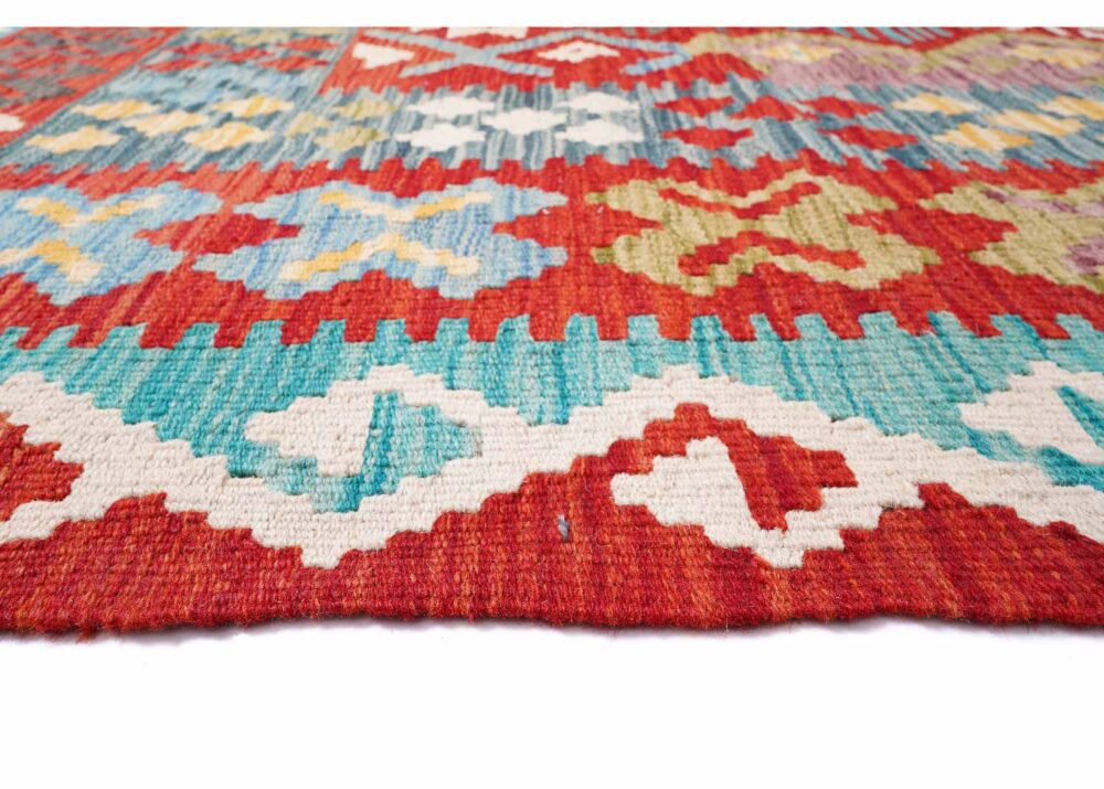 Kayseri Kilim Handwoven with Wool 10x6.5 ft Geometric Rainbow - Rugs Turkey