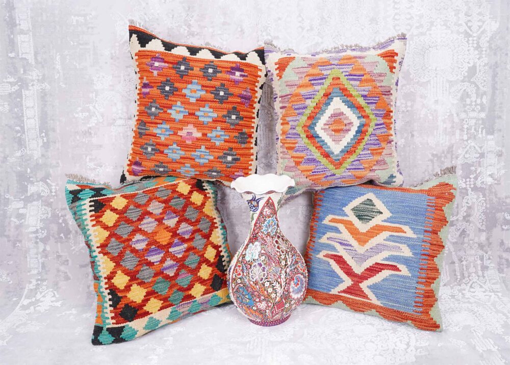 Kilim Cushion Pillow Sets for Living Room 4 Pcs Handwoven - Rugs Turkey