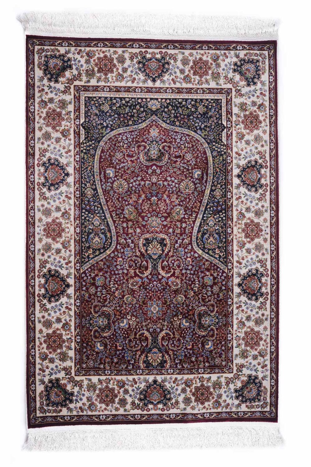 Luxurious Medallion Area Rug Bamboo-Silk Floral Pattern 4x2.6 ft - Rugs Turkey