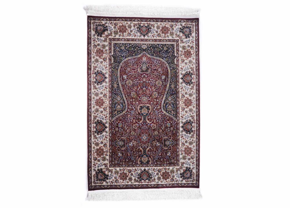 Luxurious Medallion Area Rug Bamboo-Silk Floral Pattern 4x2.6 ft - Rugs Turkey