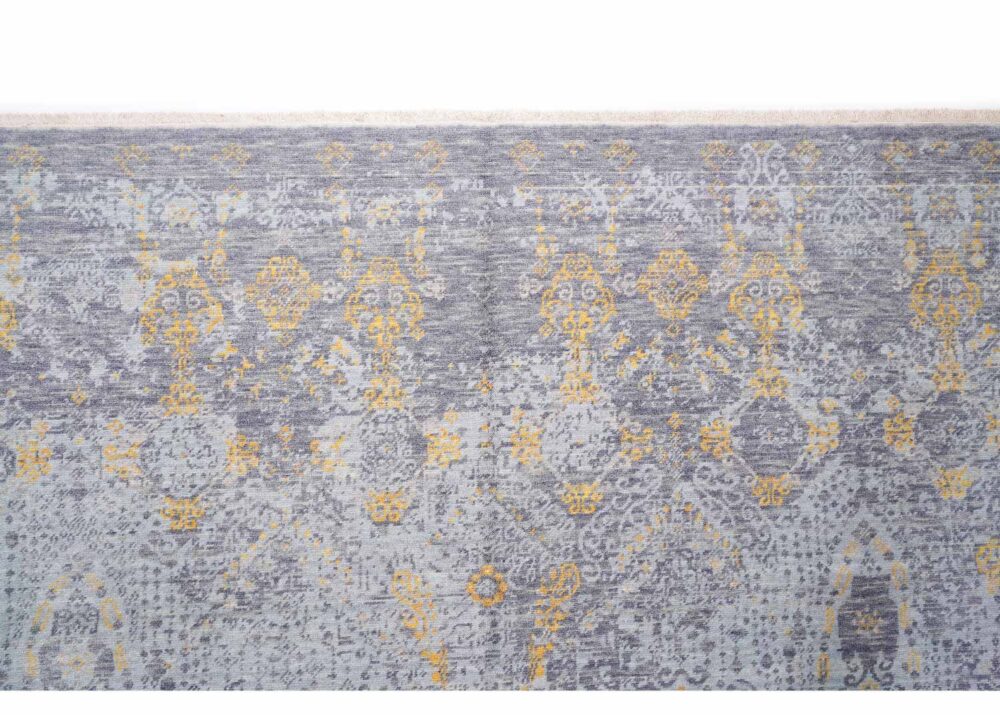 Luxury Beyerbeyi Usak Gray and Yellow Rug 6.5x9.8 ft Modern Oriental - Rugs Turkey