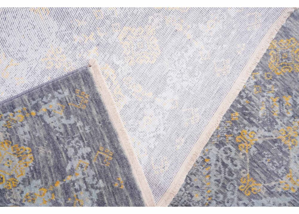 Luxury Beyerbeyi Usak Gray and Yellow Rug 6.5x9.8 ft Modern Oriental - Rugs Turkey