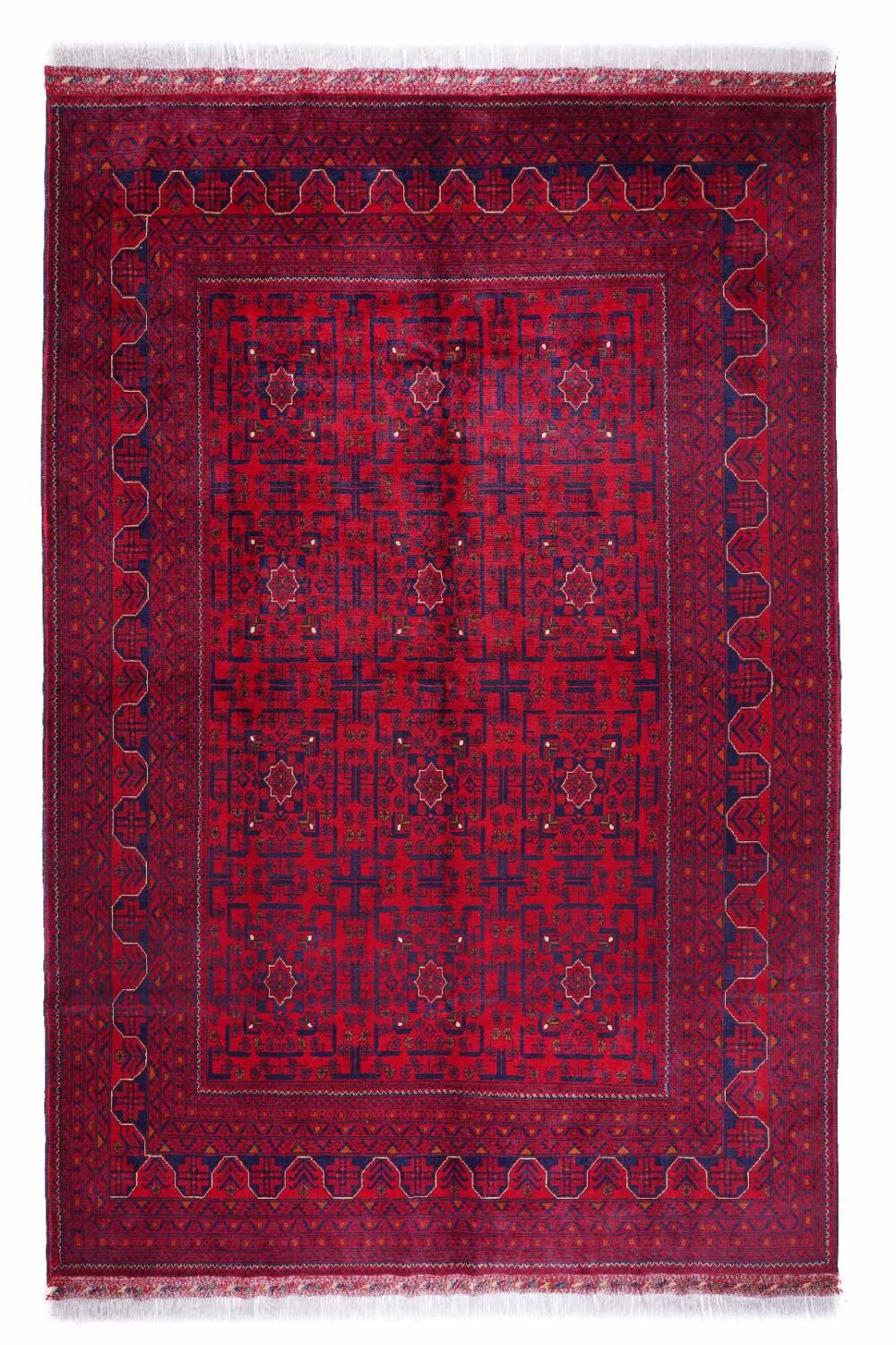 Luxury Bilicik Traditional Red Geometric Rug 9.6x6.6 ft Wool-Cotton - Rugs Turkey