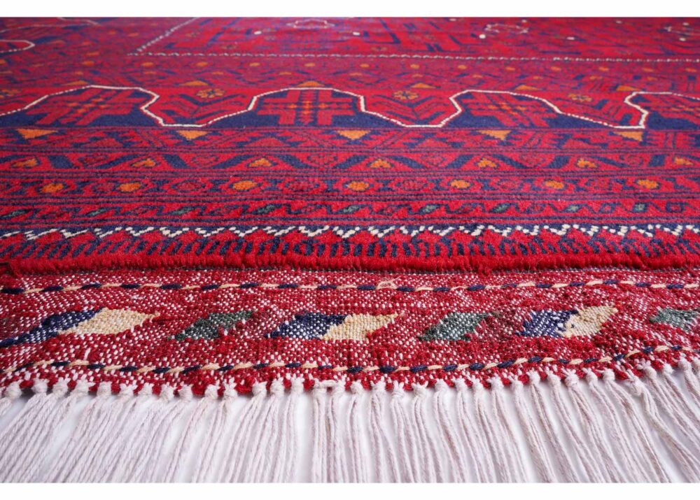 Luxury Bilicik Traditional Red Geometric Rug 9.6x6.6 ft Wool-Cotton - Rugs Turkey