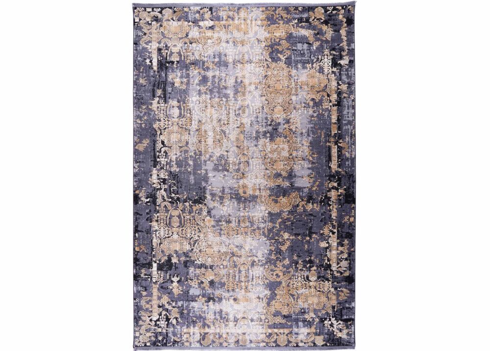 Luxury Black and Gold Living Room Rug 9x6 ft Modern Abstract - Rugs Turkey