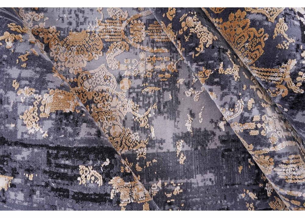 Luxury Black and Gold Living Room Rug 9x6 ft Modern Abstract - Rugs Turkey