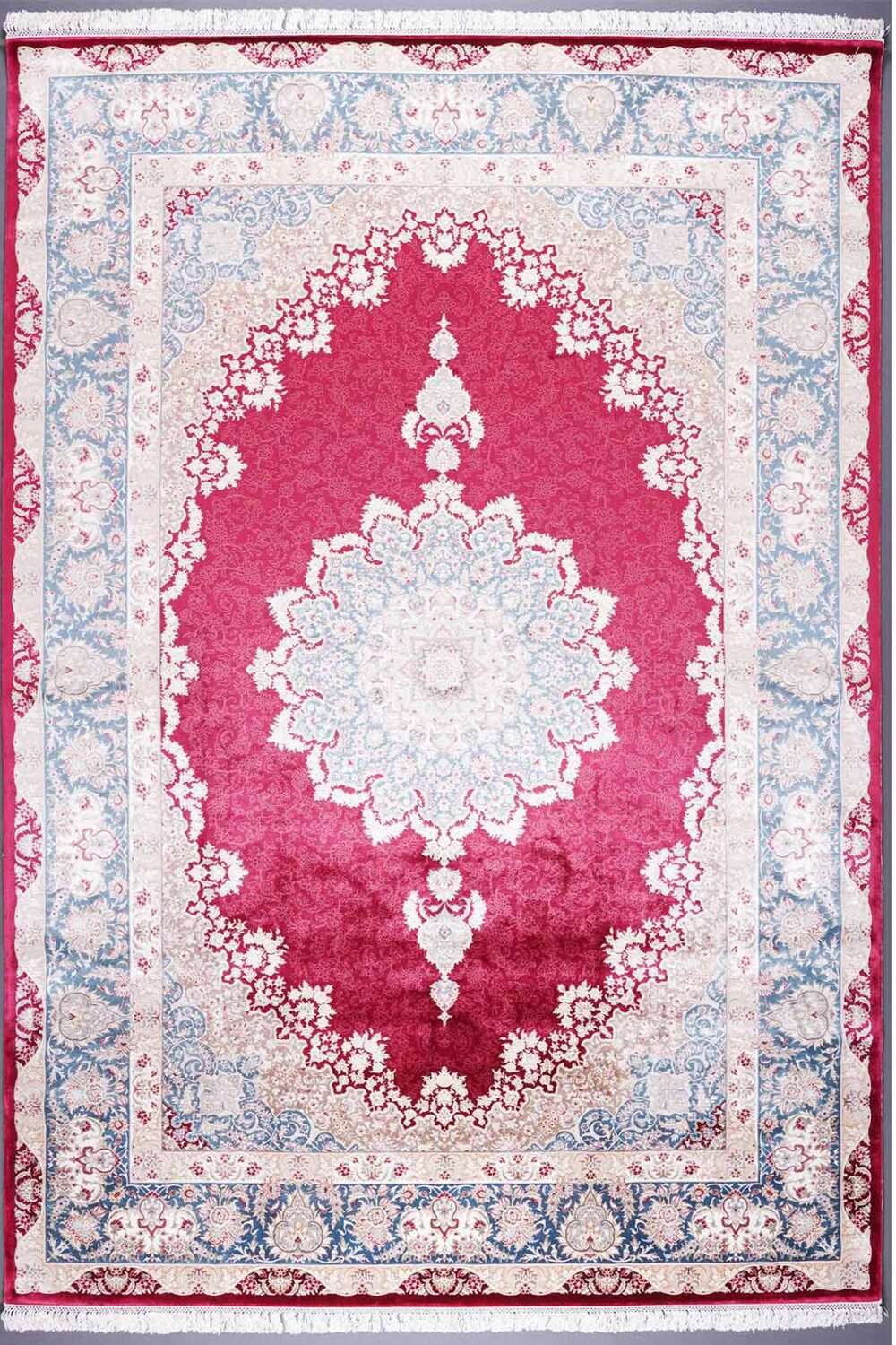 Medallion Bamboo Silk Red Rugs for Dining Room 6x9 ft - Rugs Turkey