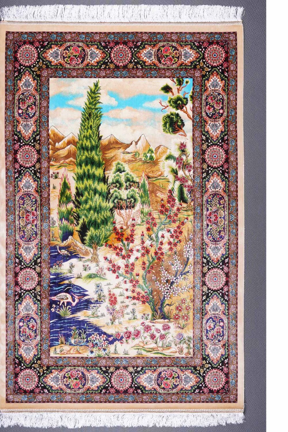 Medallion Floral Washable Rugs Machine-made with Bamboo & Silk - Rugs Turkey