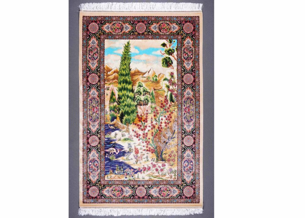 Medallion Floral Washable Rugs Machine-made with Bamboo & Silk - Rugs Turkey