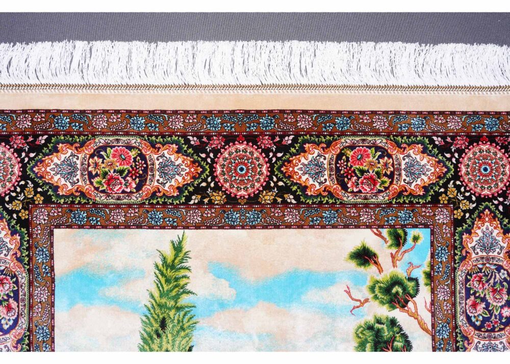 Medallion Floral Washable Rugs Machine-made with Bamboo & Silk - Rugs Turkey