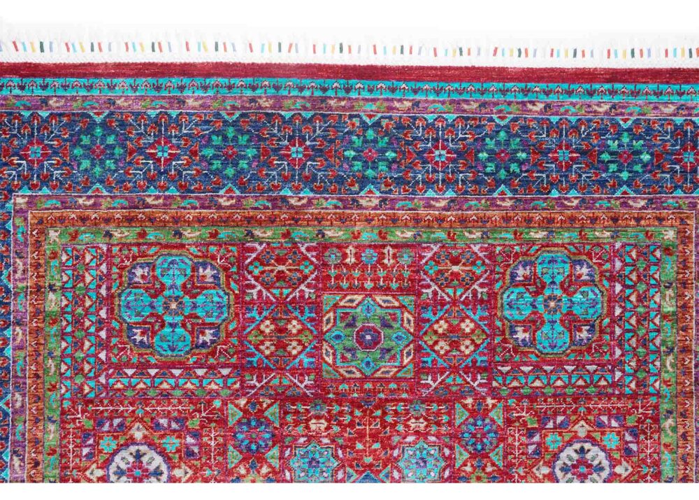 Memluk Red Blue Oriental Rug for Bedroom Handknotted 6.6x5 ft - Rugs Turkey