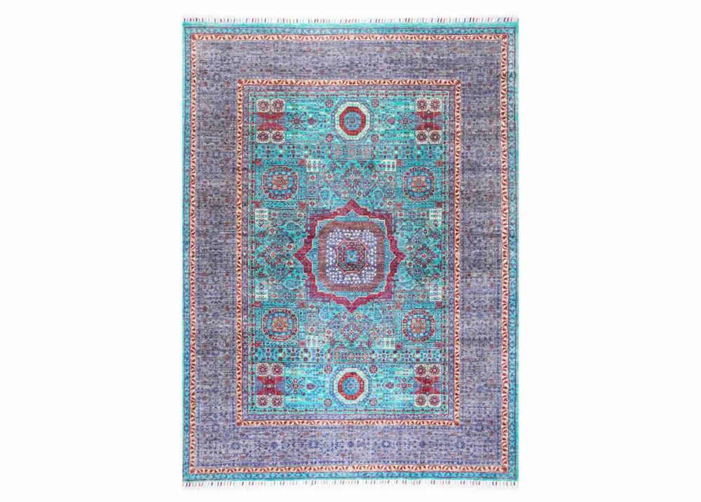 Memluk Traditional Blue Rug Handknotted with Wool & Cotton 6.7x5 ft - Rugs Turkey