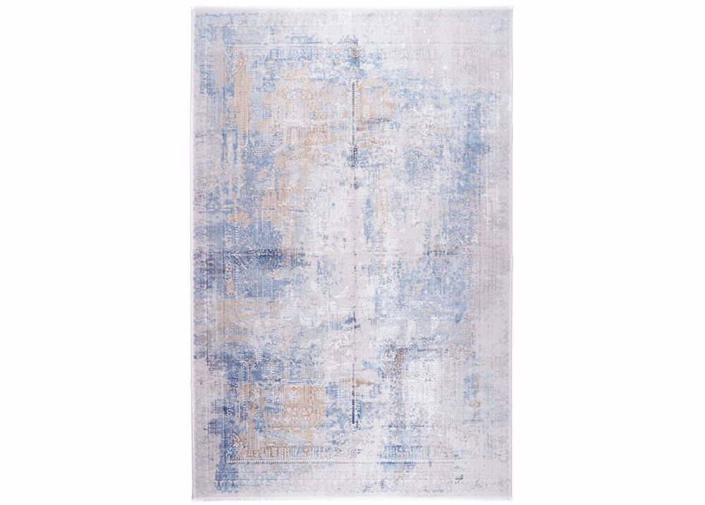 Modern Grey and Blue Abstract Rug Washable 6x9 ft - Rugs Turkey