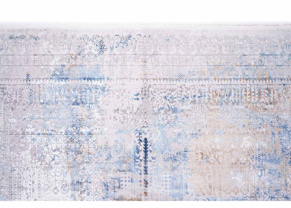 Modern Grey and Blue Abstract Rug Washable 6x9 ft - Rugs Turkey