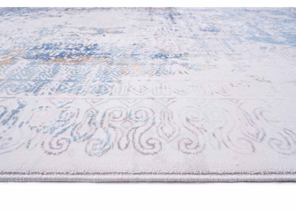 Modern Grey and Blue Abstract Rug Washable 6x9 ft - Rugs Turkey