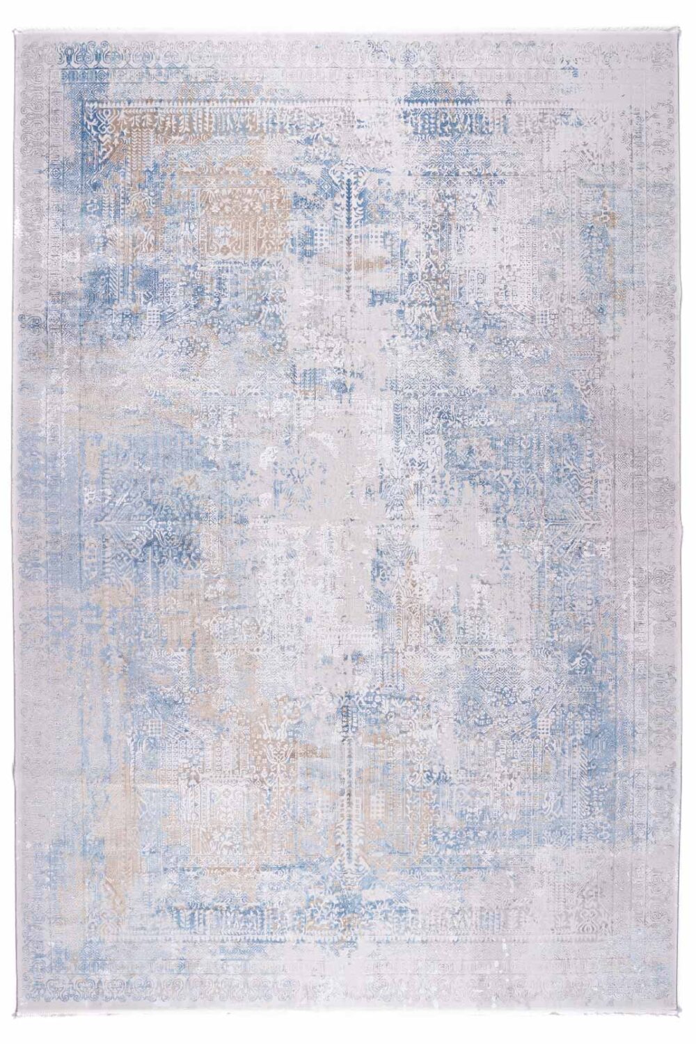 Modern Infinity Blue and Gray Area Rug, Cotton-Bamboo 6.5x9.5 ft - Rugs Turkey