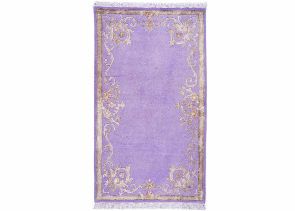 Modern Lavender Rug for Bedroom 5x3 ft Gold Floral Pattern - Rugs Turkey