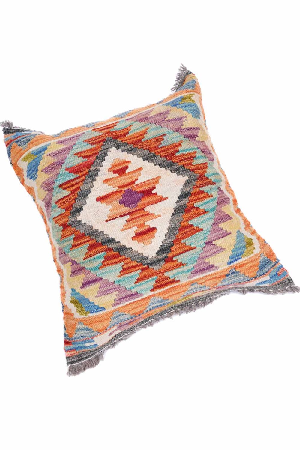 Multicolor Outdoor Pillows Wool & Wool Kilim Cushion 1.48x1.64 ft - Rugs Turkey