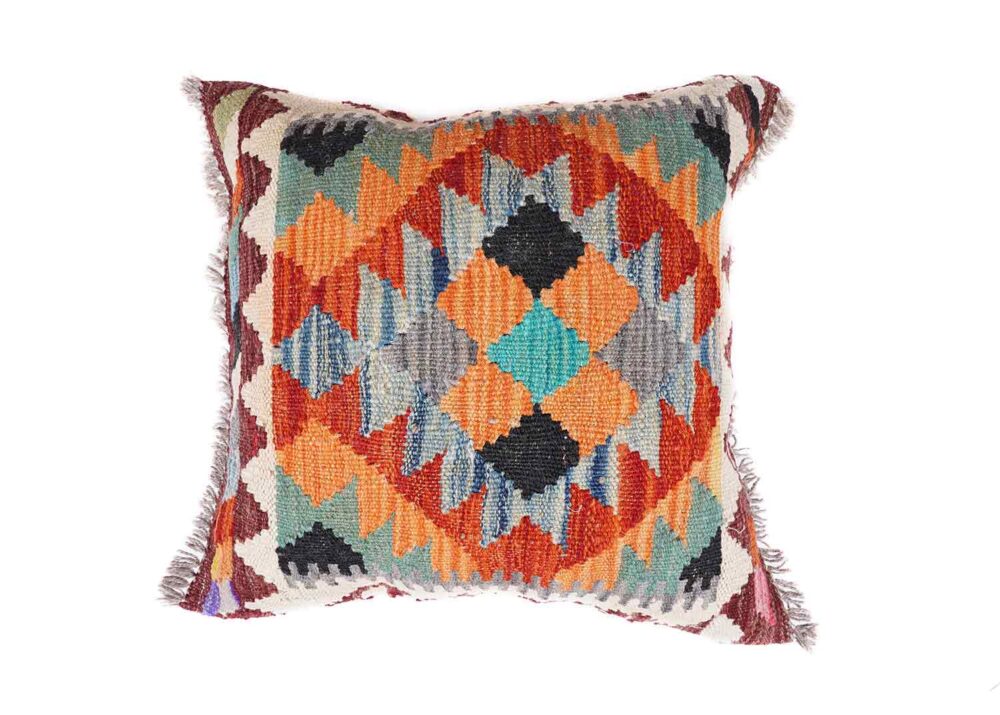 Multicolor Outdoor Floor Pillows, Set of 3 Handwoven Cushions - Rugs Turkey