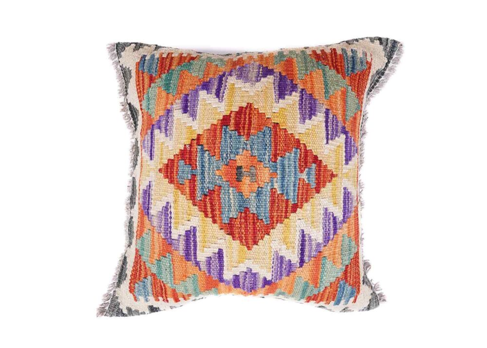 Multicolor Outdoor Floor Pillows, Set of 3 Handwoven Cushions - Rugs Turkey