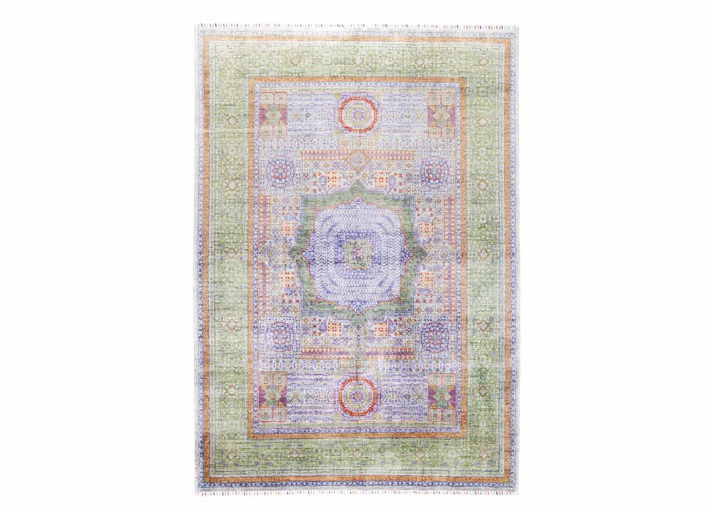 New Green & Purple Memluk Geometric Handknotted Traditional Rug 8.2x5.8 ft - Rugs Turkey