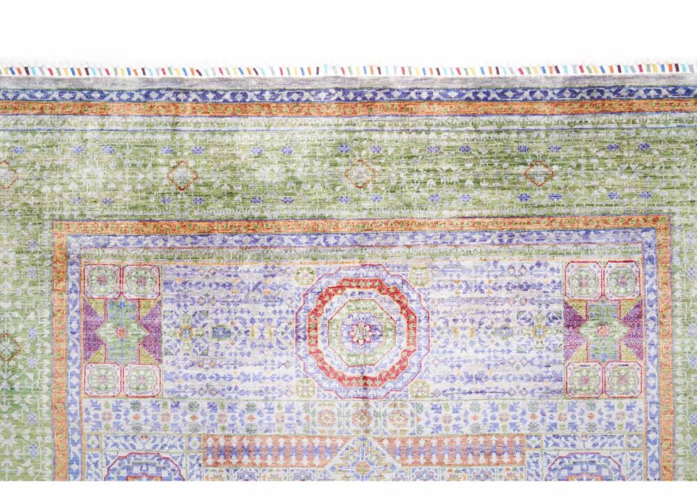 New Green & Purple Memluk Geometric Handknotted Traditional Rug 8.2x5.8 ft - Rugs Turkey