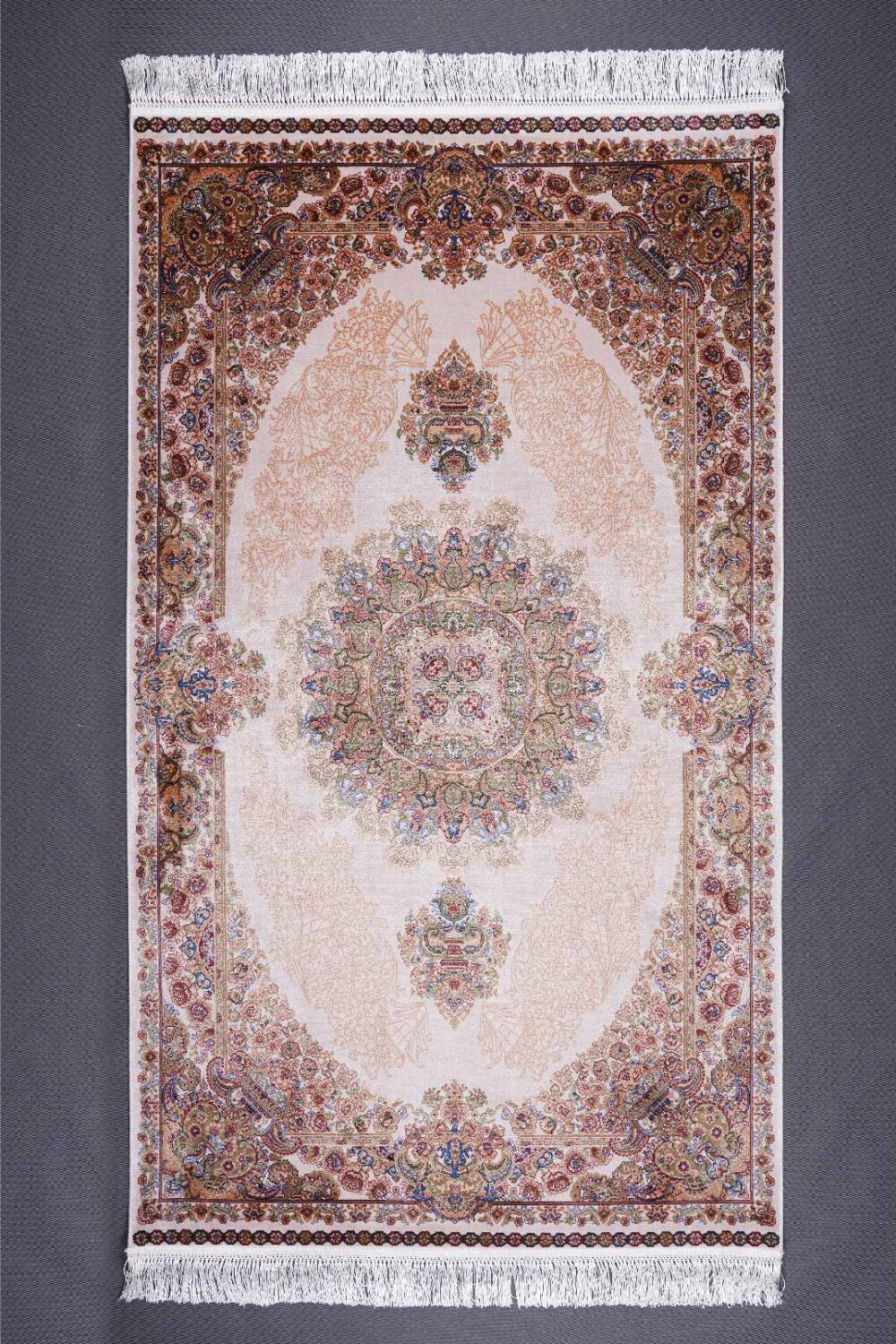 One-of-a-Kind Brown and Beige Rug Medallion Design 5x3 ft Bamboo-Silk - Rugs Turkey