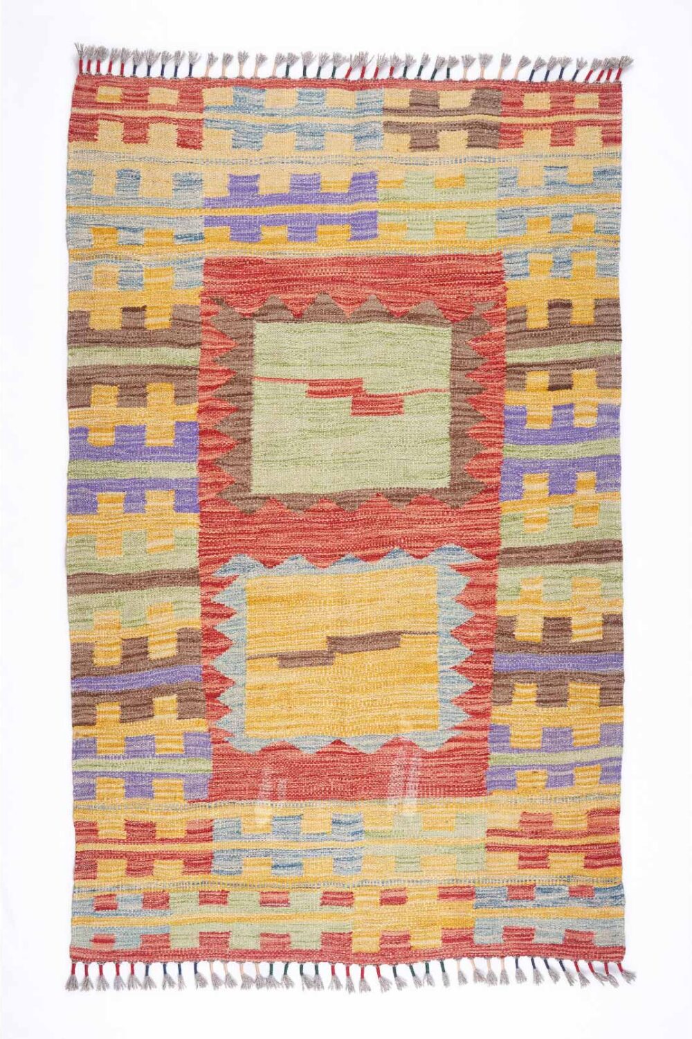 One-of-a-Kind Usak Kilim 5x3 Area Rug Handwoven with Wool & Wool - Rugs Turkey