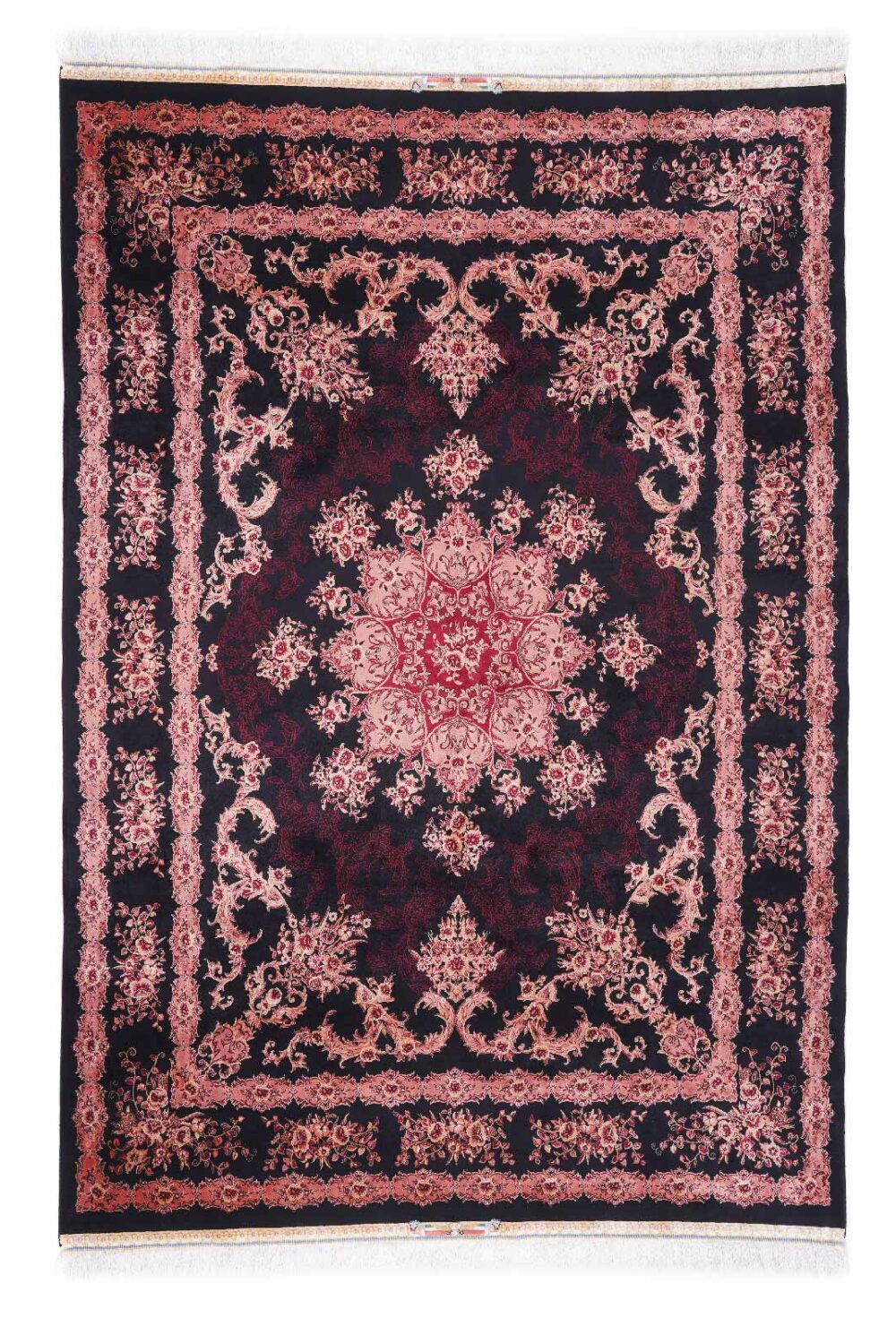 Oriental Pattern Tugra Red Pink Rug Bamboo-Silk 4x6 ft - Rugs Turkey