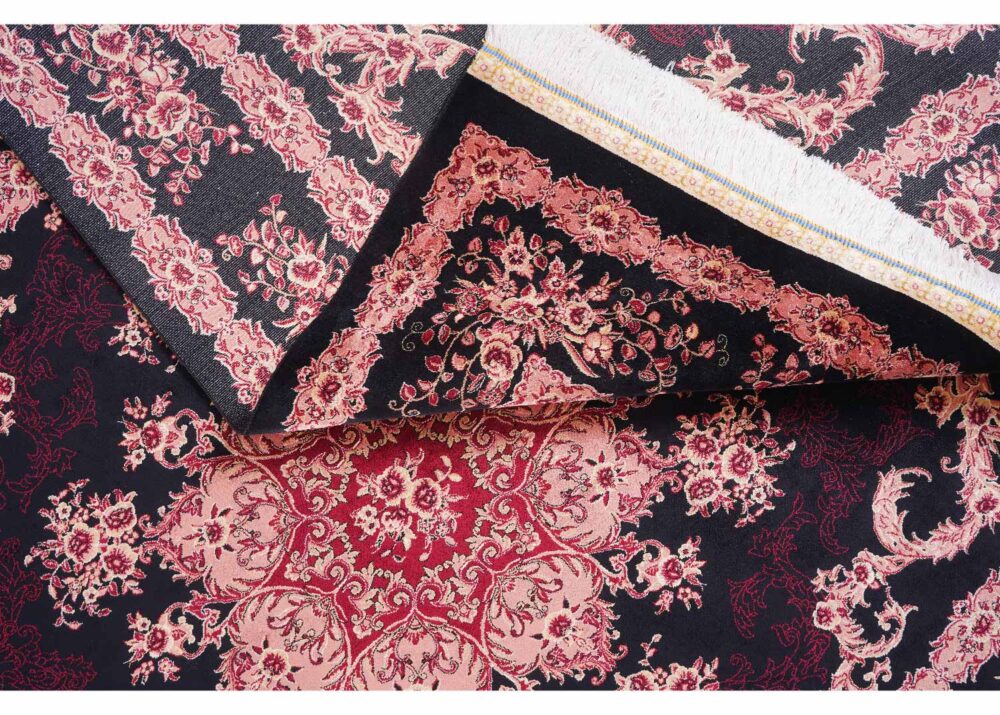 Oriental Pattern Tugra Red Pink Rug Bamboo-Silk 4x6 ft - Rugs Turkey