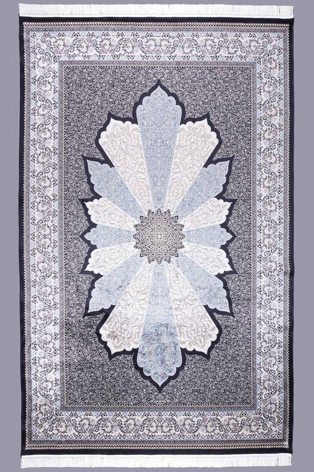 Oriental Silk Rug 6x10 ft Blue Medallion Luxury Silk Rug for Bedroom - Rugs Turkey