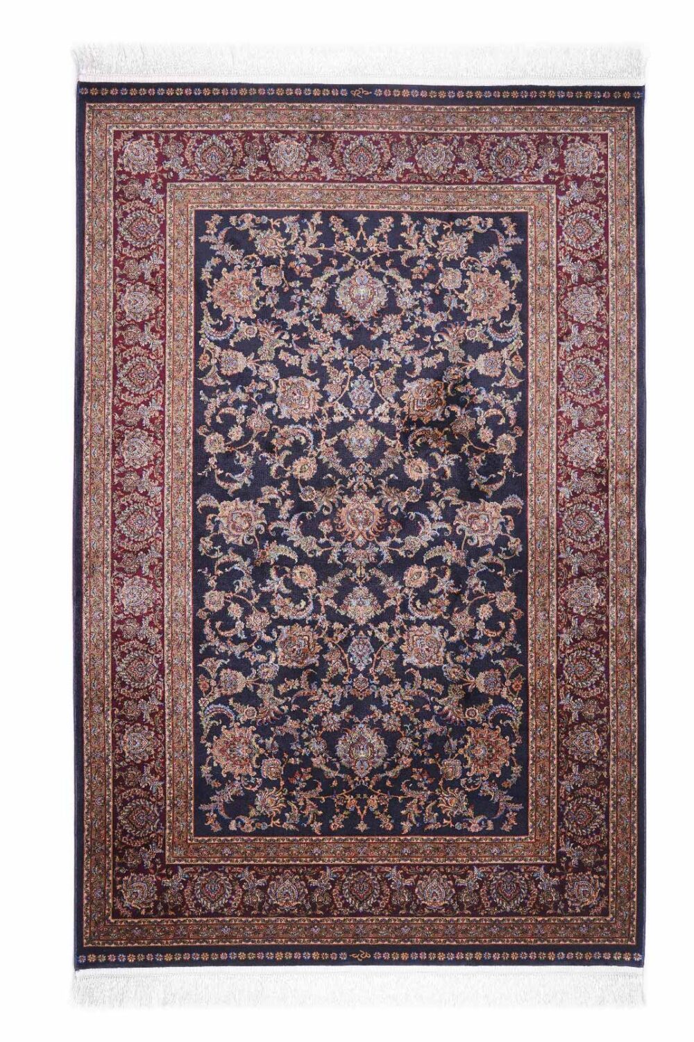 Ottoman 4x6 Kitchen Rug Brown-Blue Oriental Pattern Machine-made - Rugs Turkey