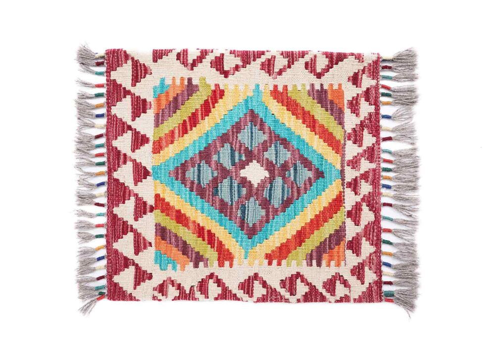 Outdoor Pillows Geometric Pattern Handwoven Kilim Cushion 1.4x1.6 ft - Rugs Turkey