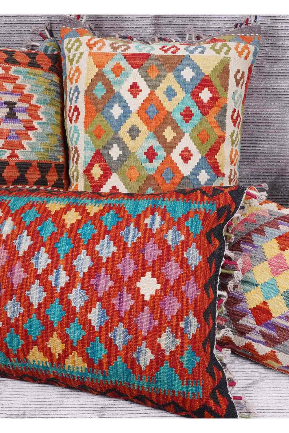 Pack of 4 Authentic Kilim Cushions and Pillows - Handwoven - Rugs Turkey