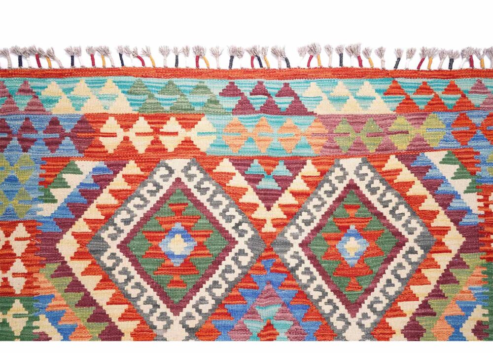 Prismatic Multicolor Area Rug Handwoven 6.8x5 ft Geometric Kilim - Rugs Turkey