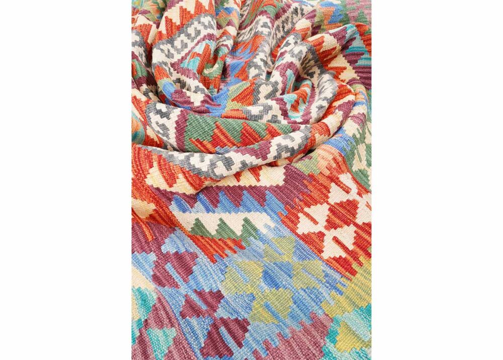 Prismatic Multicolor Area Rug Handwoven 6.8x5 ft Geometric Kilim - Rugs Turkey