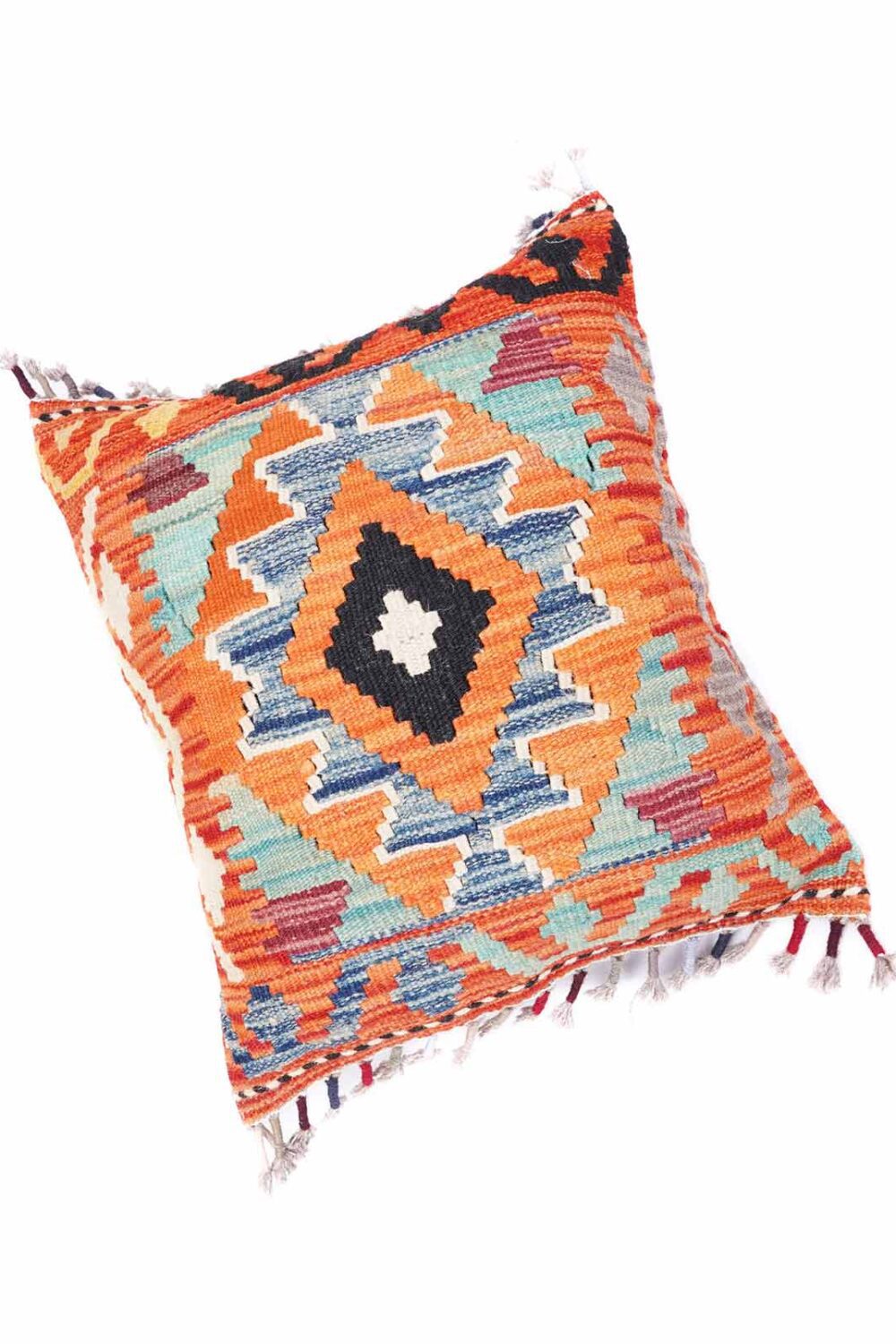 Pure Wool Multi Colored Accent Pillows Kilim Cushion 1.44x1.71 ft - Rugs Turkey