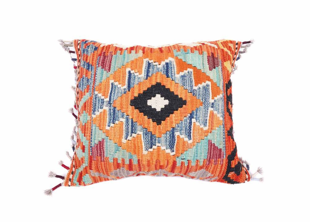 Pure Wool Multi Colored Accent Pillows Kilim Cushion 1.44x1.71 ft - Rugs Turkey