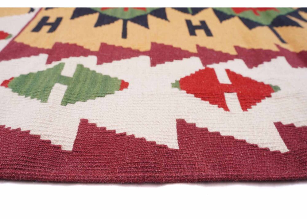 Rare Wall Hanging Rug Handwoven 3.4x3 ft Kayseri Kilim Design - Rugs Turkey