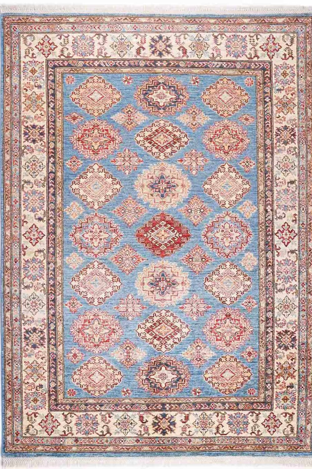 Sherwan Beige & Blue Traditional Rug 6.5x4.8 ft Hand-knotted - Rugs Turkey