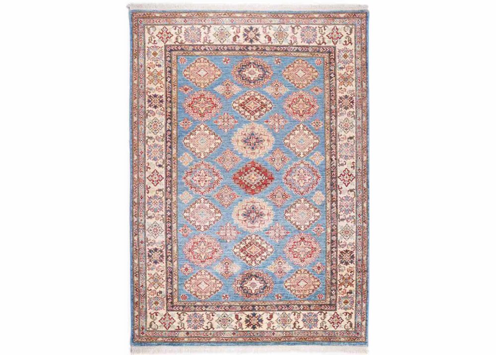 Sherwan Beige & Blue Traditional Rug 6.5x4.8 ft Hand-knotted - Rugs Turkey