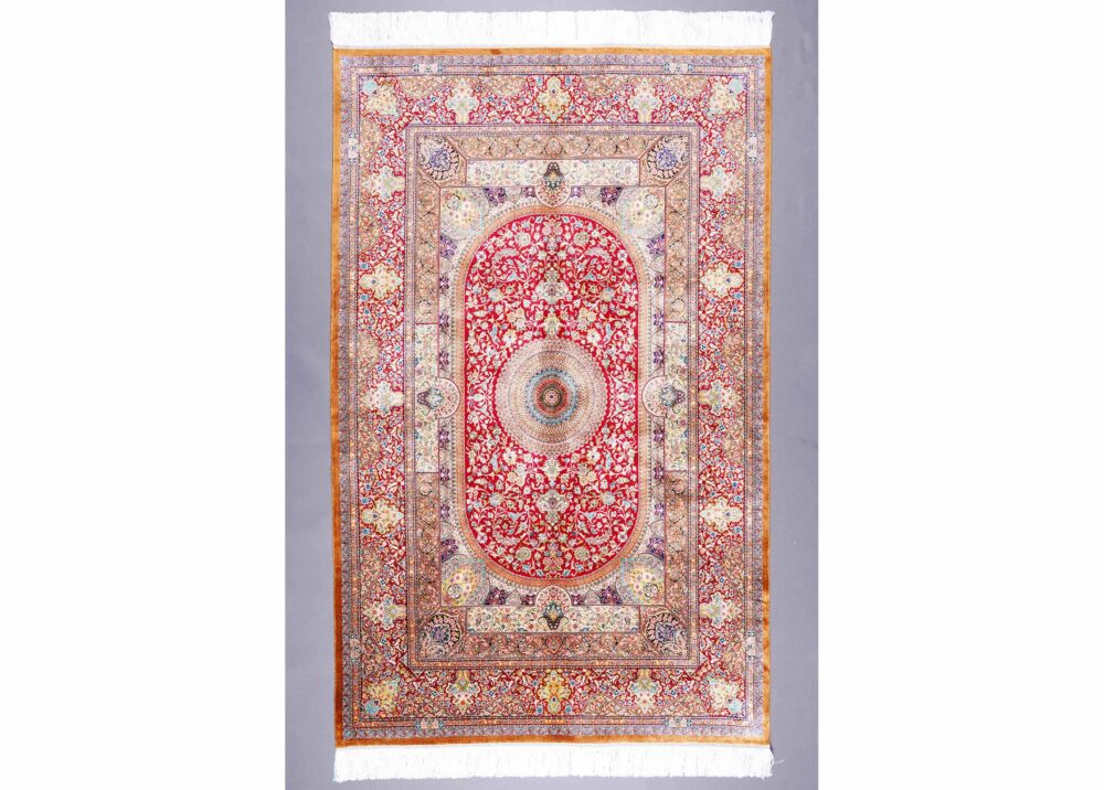 Silk-Bamboo Medallion Washable Area Rug 4x6 ft Oriental - Rugs Turkey