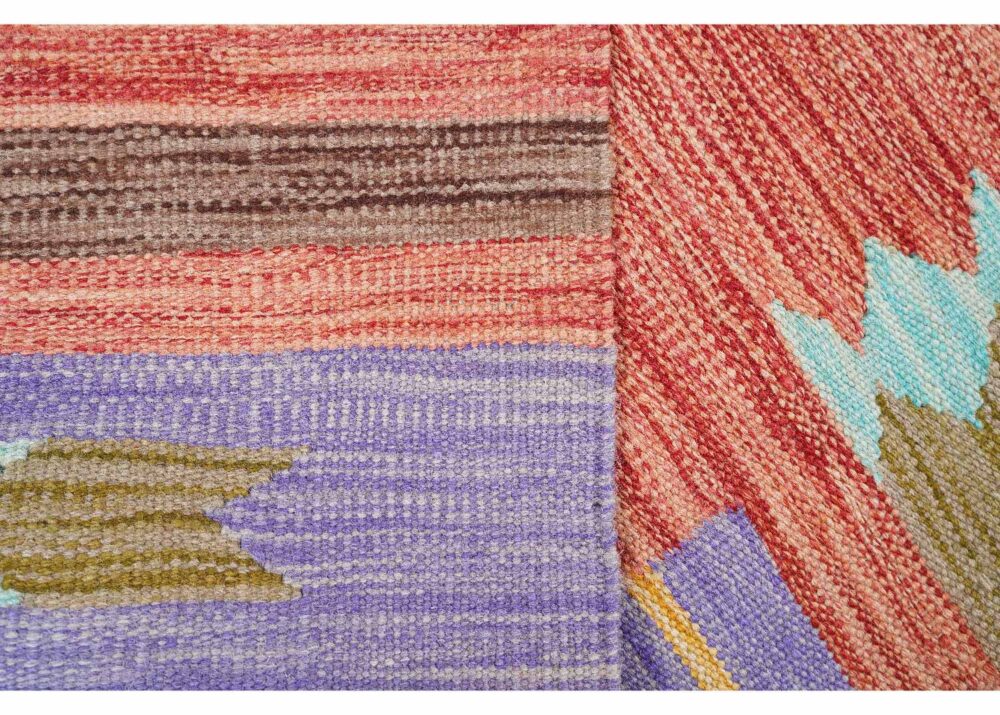 Simple Hand Woven Wool Carpet Usak Kilim 4x2.5 ft Rainbow - Rugs Turkey