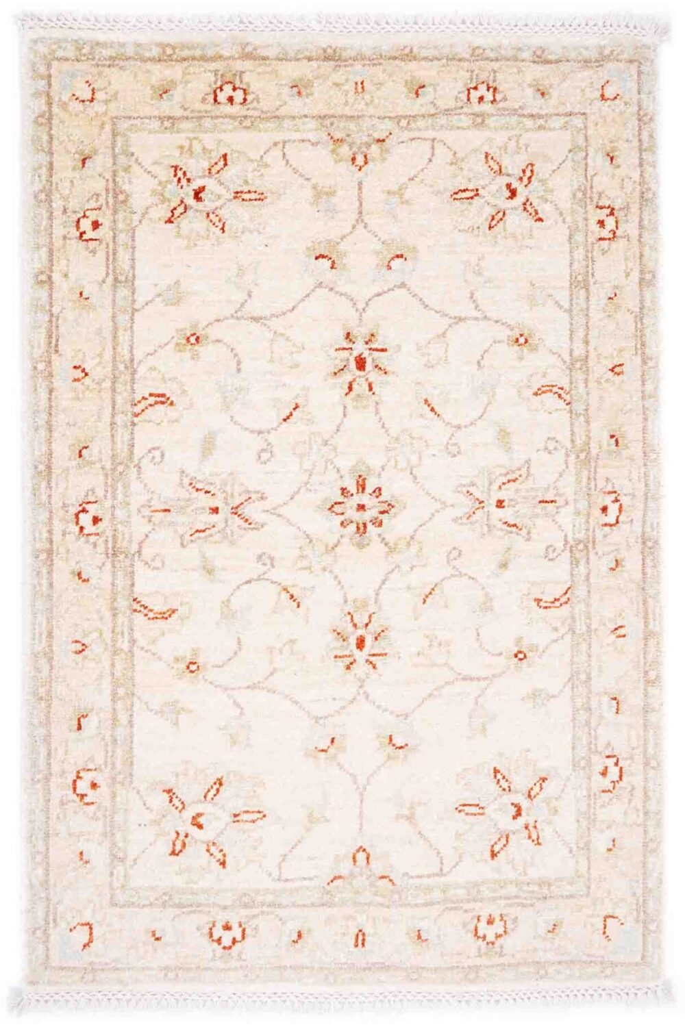 Small Beige and Red Rug 3x2 ft Traditional Usak Hand-knotted - Rugs Turkey