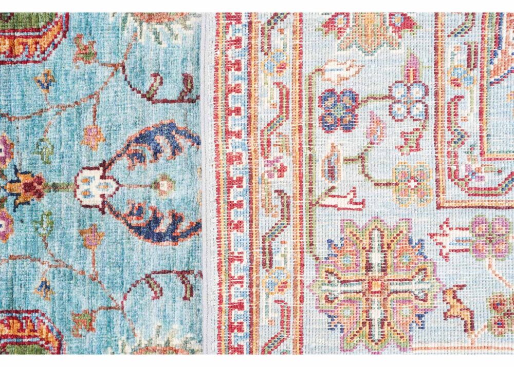 Stylish Sultani Oriental 6 x 4 Area Rugs - Traditional Blue-Orange - Rugs Turkey