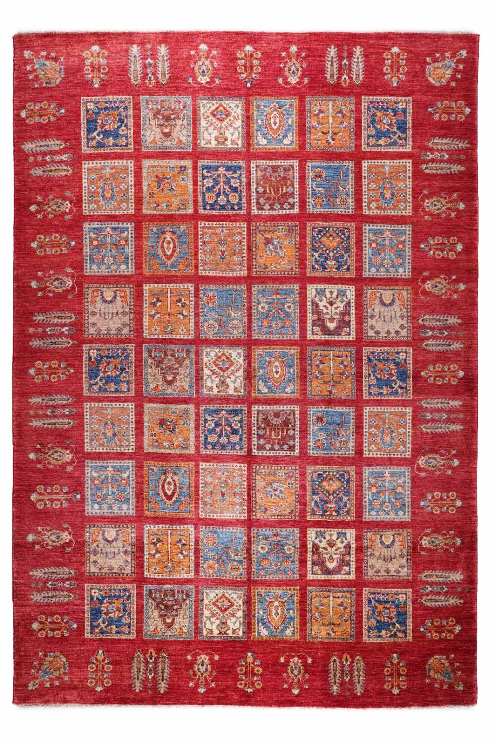 Traditional 1001 Bilicik Checkered Outdoor Rug 9.6x6.8 ft Red-Orange - Rugs Turkey