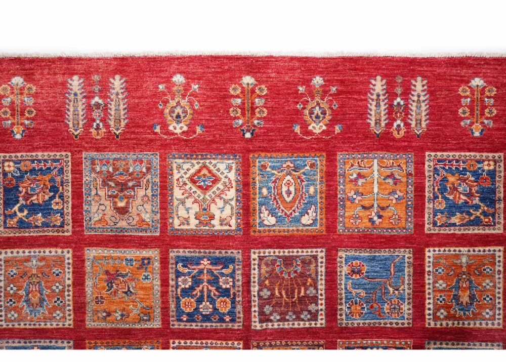 Traditional 1001 Bilicik Checkered Outdoor Rug 9.6x6.8 ft Red-Orange - Rugs Turkey