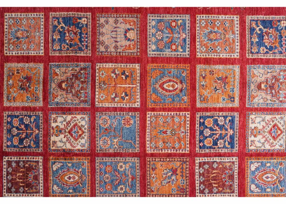 Traditional 1001 Bilicik Checkered Outdoor Rug 9.6x6.8 ft Red-Orange - Rugs Turkey