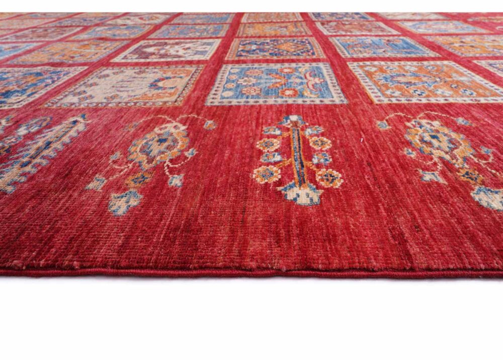 Traditional 1001 Bilicik Checkered Outdoor Rug 9.6x6.8 ft Red-Orange - Rugs Turkey